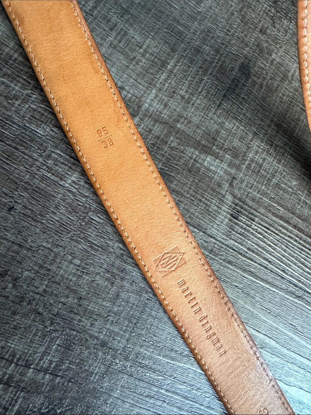 Martin Dingman Brown Leather Belt with Gold Buckle